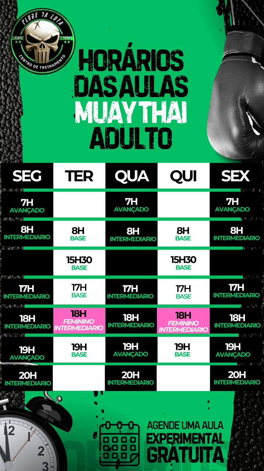 Horários Muay Thai Adulto